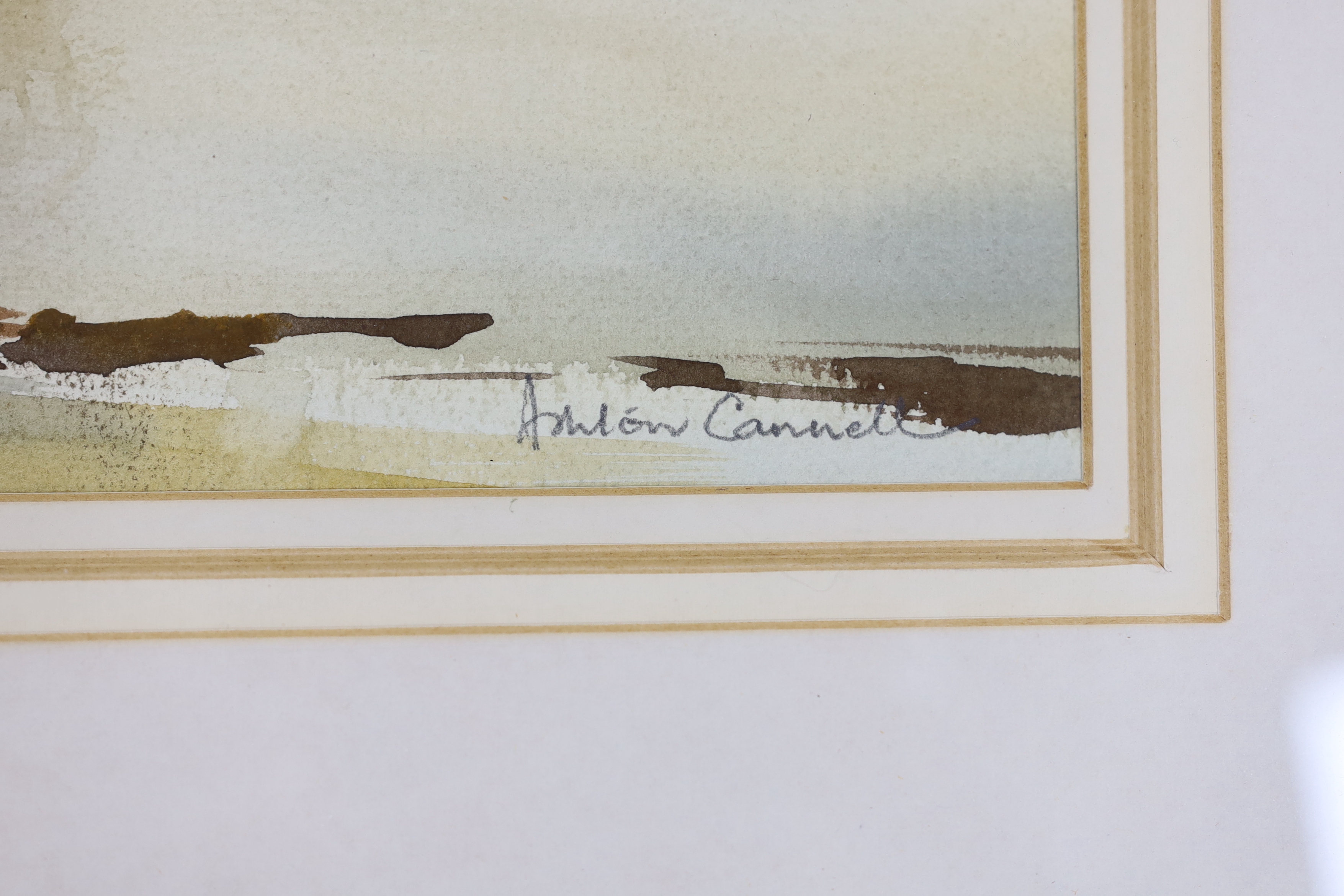 Edward Ashton Cannell RSMA (1927-1944), watercolour, 'Beach encounter', signed, 1982 Mall Galleries exhibition label verso, 36 x 51cm